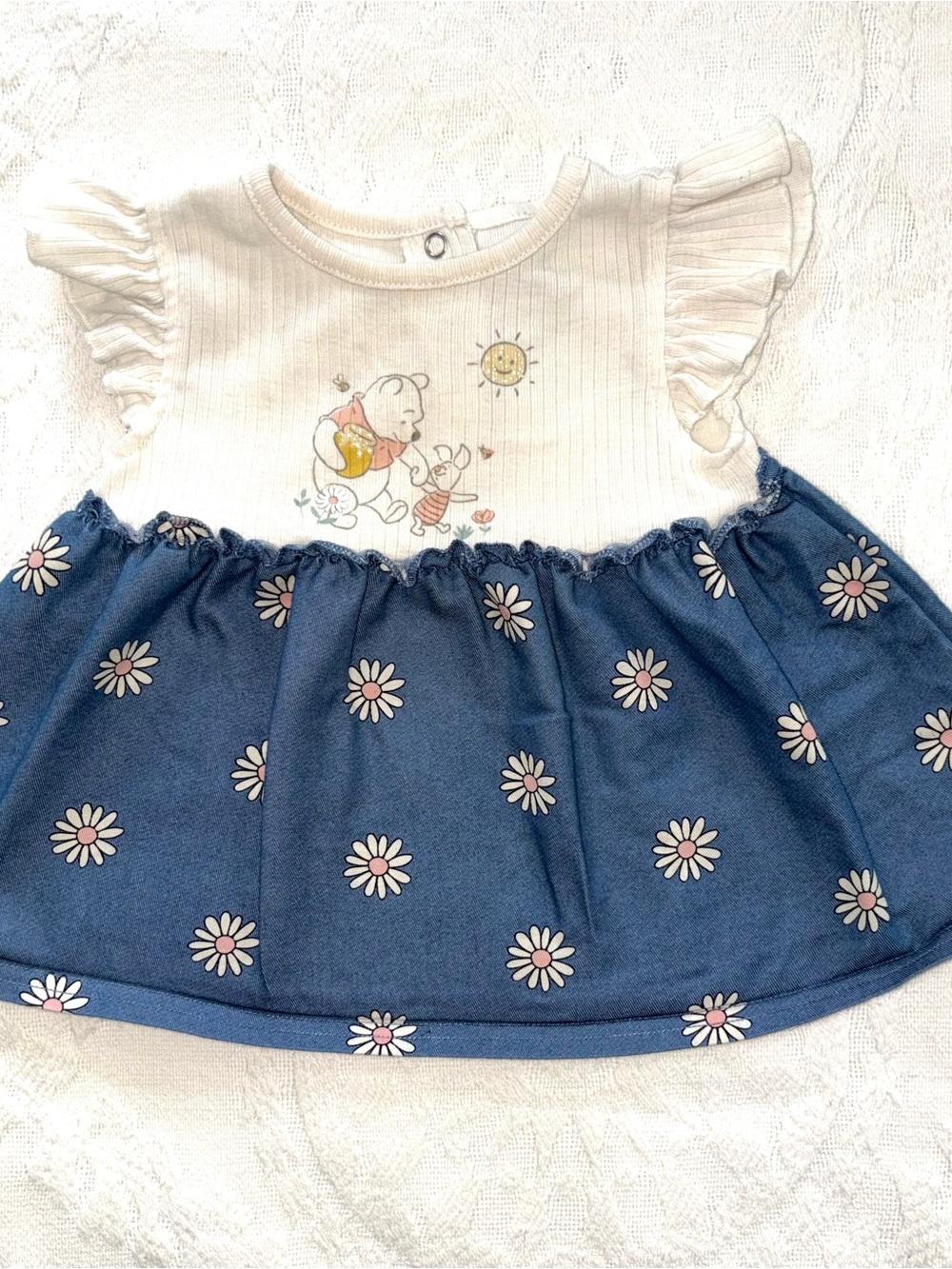 Disney Baby White Onesie with Teal Logo